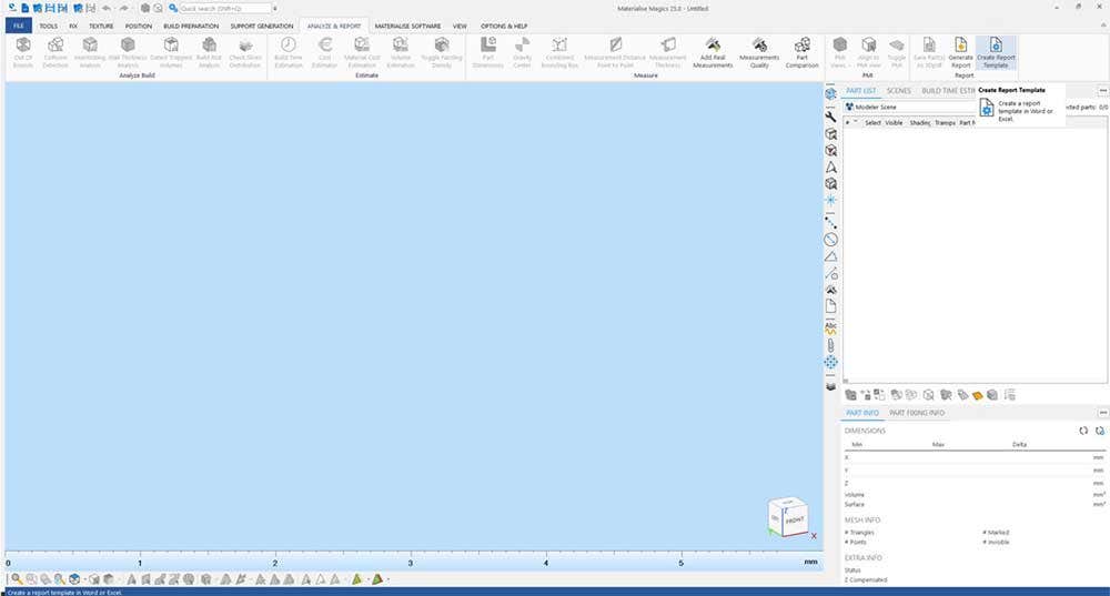 Creating report template in Materialise Magics