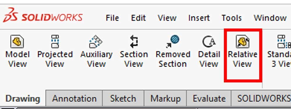 Using relative view feature for drawings in SOLIDWORKS