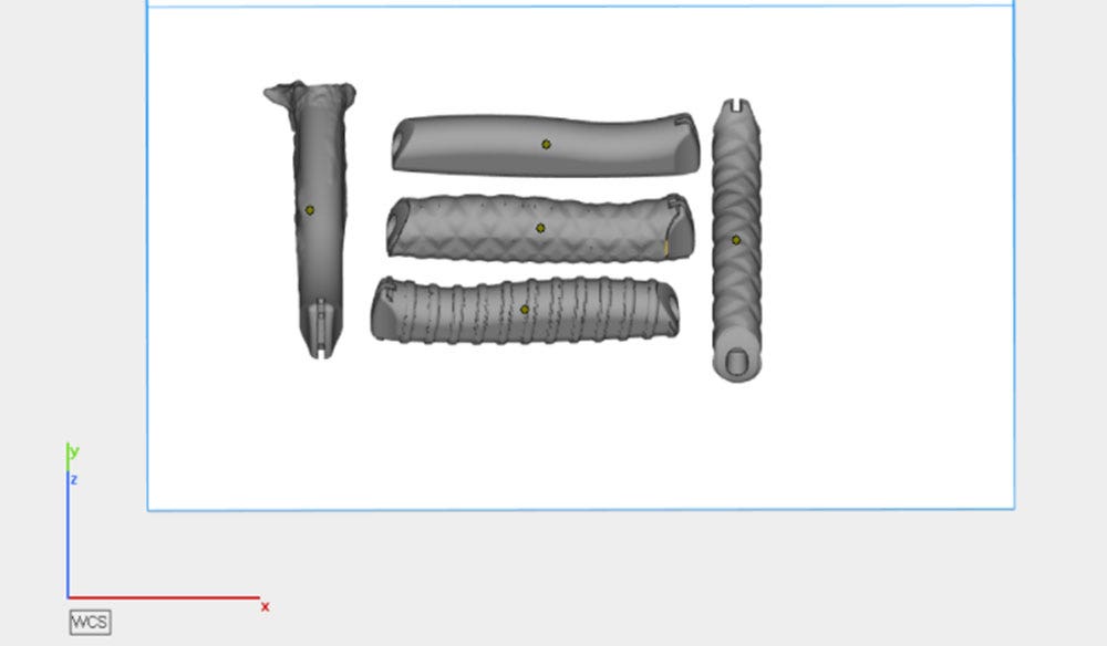 3D printing five knife handles simultaneously with HP Jet Fusion technology