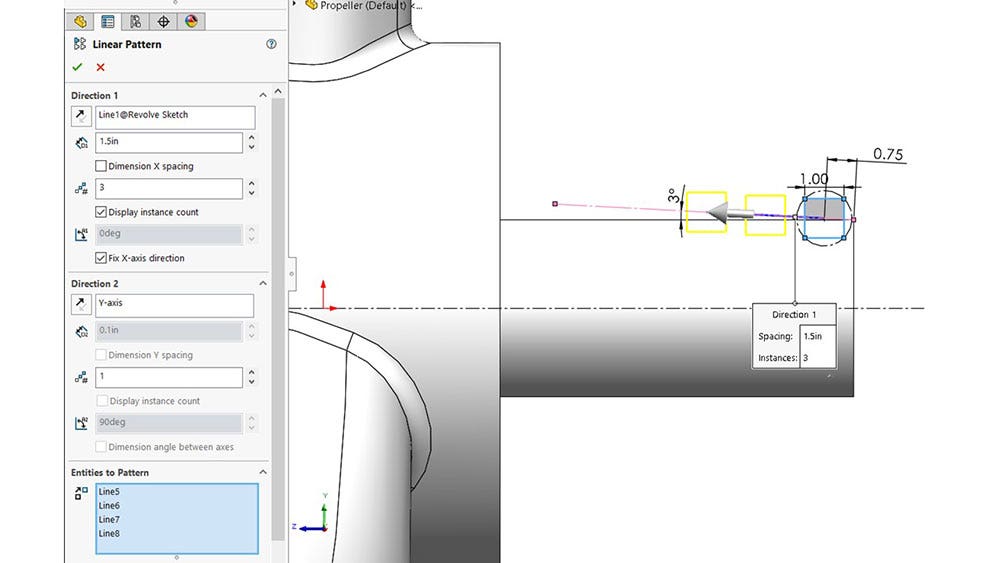 Linear sketch settings in SOLIDWORKS