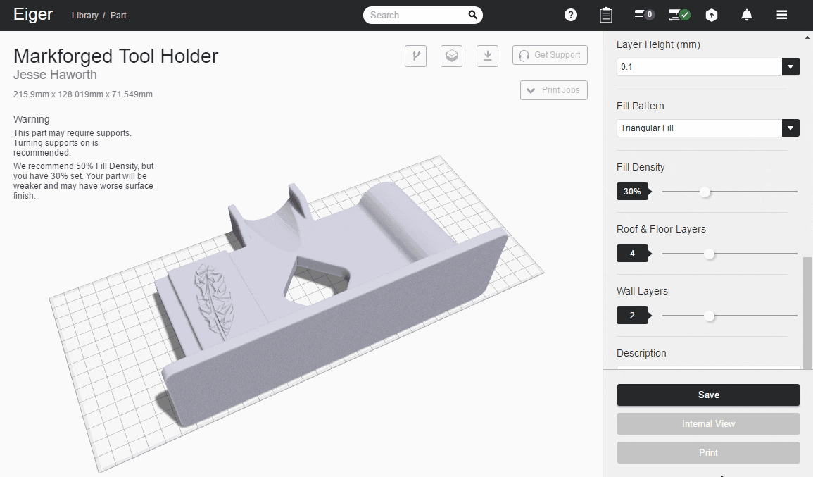 Changing the orientation of a part is as simple as clicking on the face that you would like to have sit on the print bed