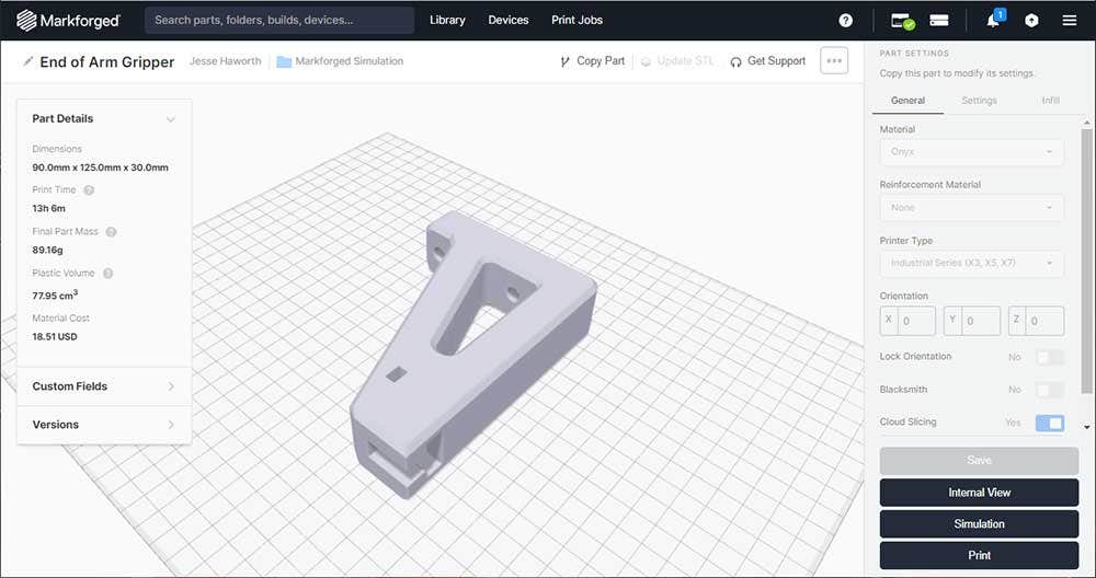 New Simulationoption for any Markforged Onyx or Onyx and Carbon Fiber part