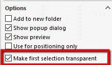 Select the Make first selection transparent option after selecting the Mate feature.