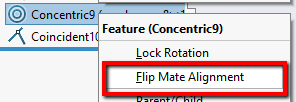 This is the mouse right-click menu option where Flip Mate Alignment is located.