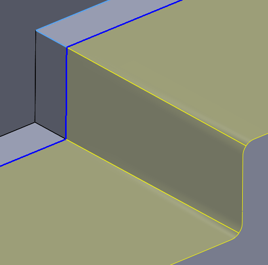 Figure 8: Part with smoothing turned on where the sharp corner develops a fillet, which can ease machining. 