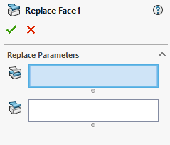 The Replace Face PropertyManager in SOLIDWORKS