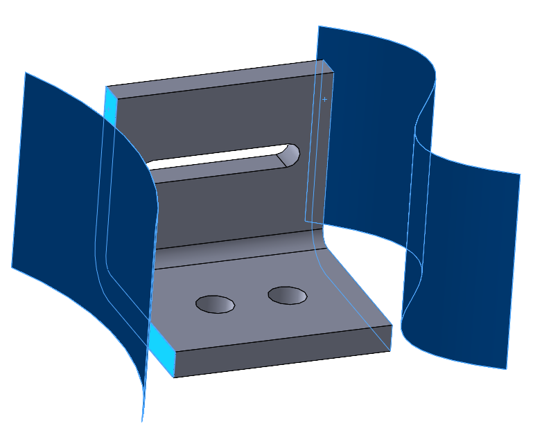 Selected surfaces in dark blue in SOLIDWORKS.