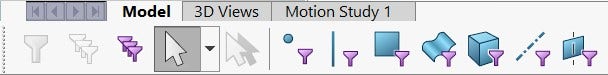 This is the SOLIDWORKS toolbar where the Selection Filter is found.