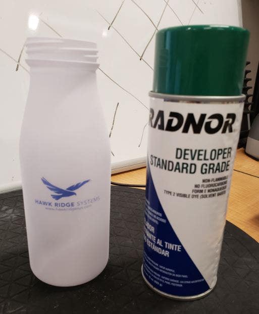 Radnor Developer Spray used on bottle to add opaqueness for 3D scanning
