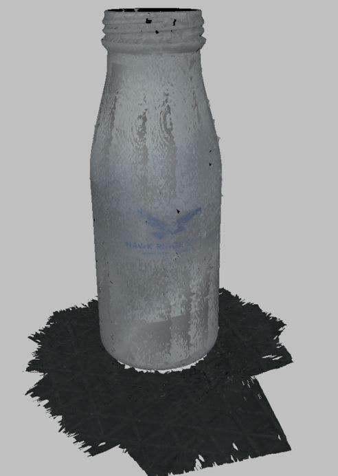 Rescanned bottle 3D scanned without issue using coating