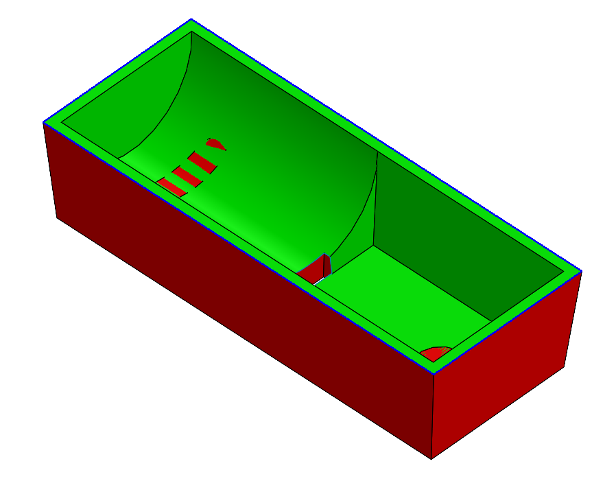 The resulting surfaces shown in the model. (The solid model was hidden for clarity) 