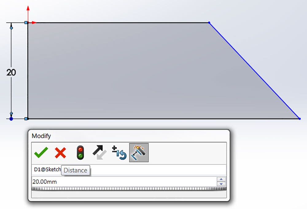 A dialog menu in SOLIDWORKS showing an option to add a dimension value to the sketch.