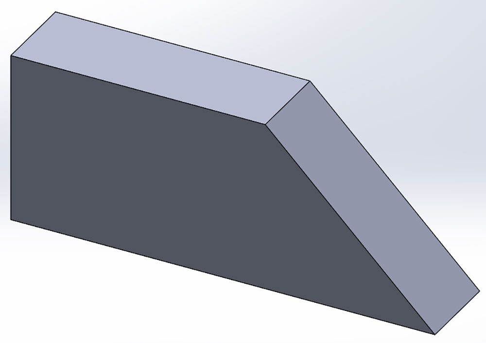 A sketched part with a completed extruded boss/base feature in SOLIDWORKS.