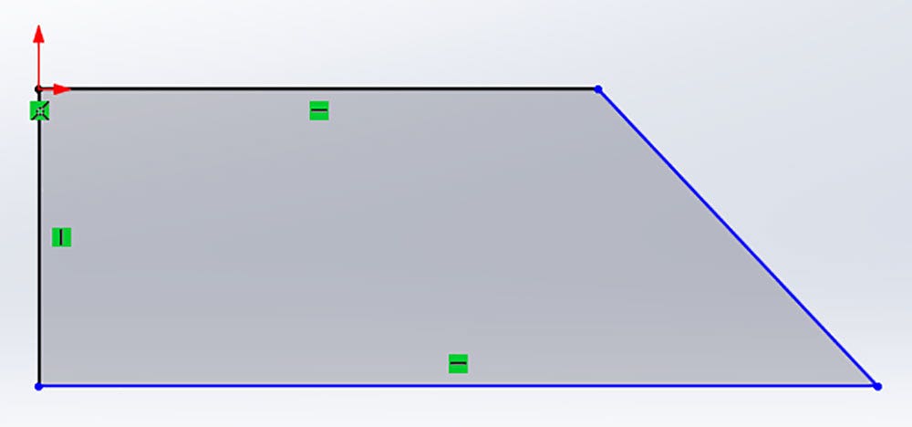A shaded sketch with completed sketch geometry and is partially defined in SOLIDWORKS.