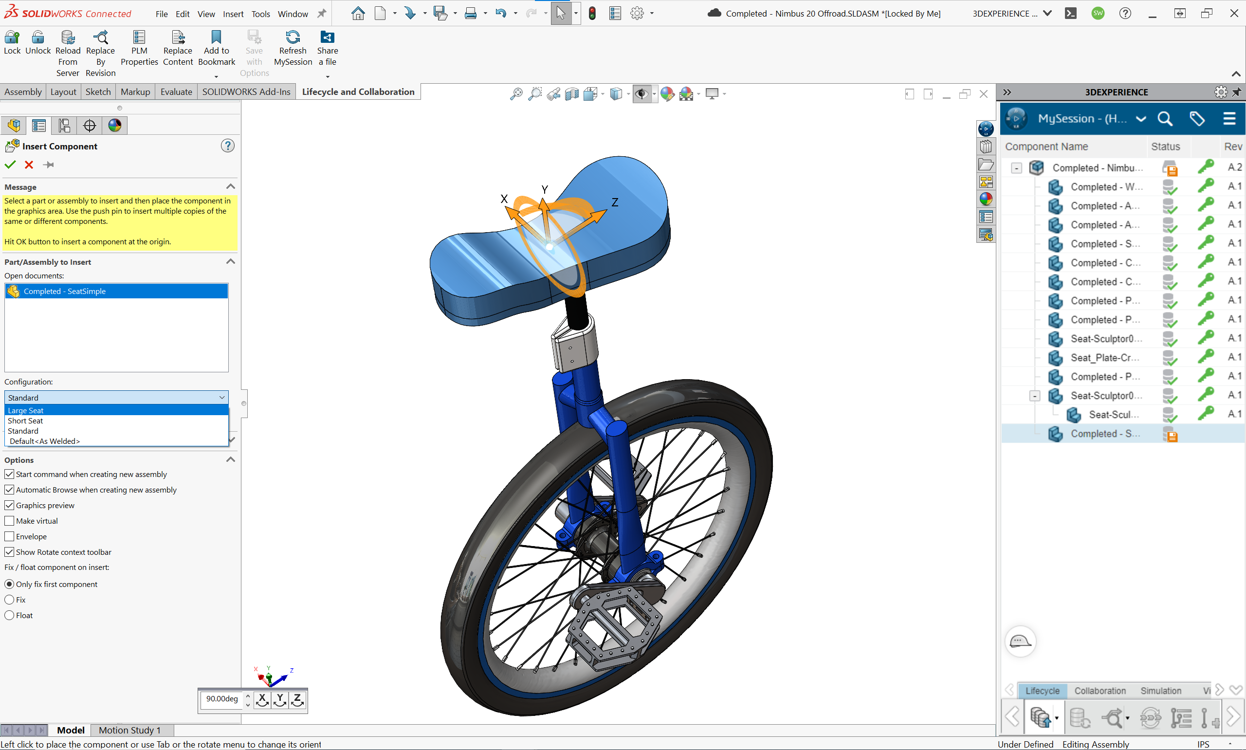 Specify configuration when using insert part command in SOLIDWORKS 