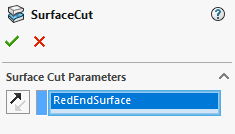 Select the red surface as the cutting tool. 