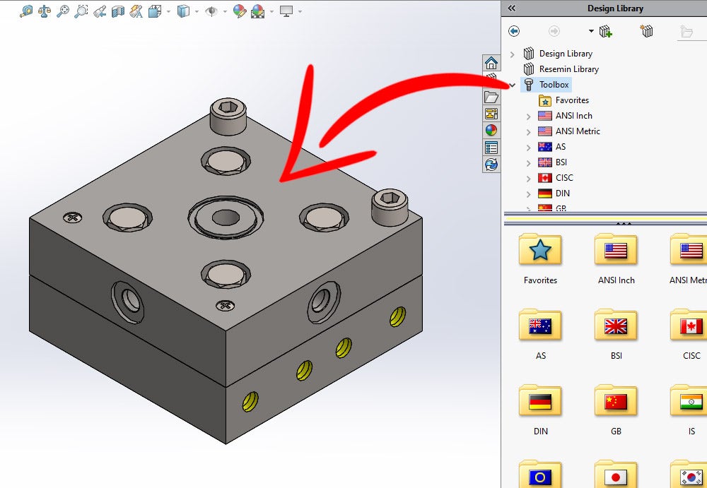 Using SOLIDWORKS Toolbox components in an assembly