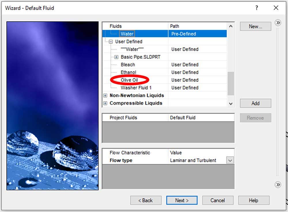 Using new user-defined fluid in SOLIDWORKS Flow Simulation