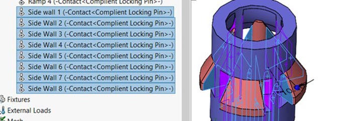 Local interactions defining contact of side walls in SOLIDWORKS design