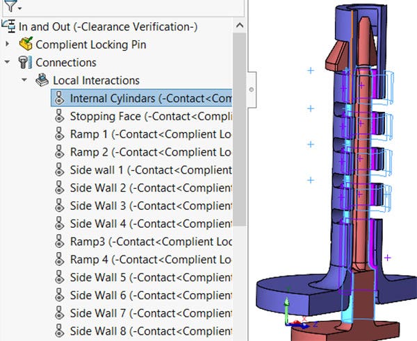 Local interaction of internal cylinders in SOLIDWORKS design