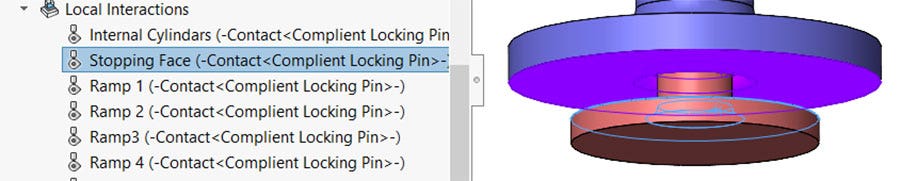 Local interaction on stopping faces in SOLIDWORKS design