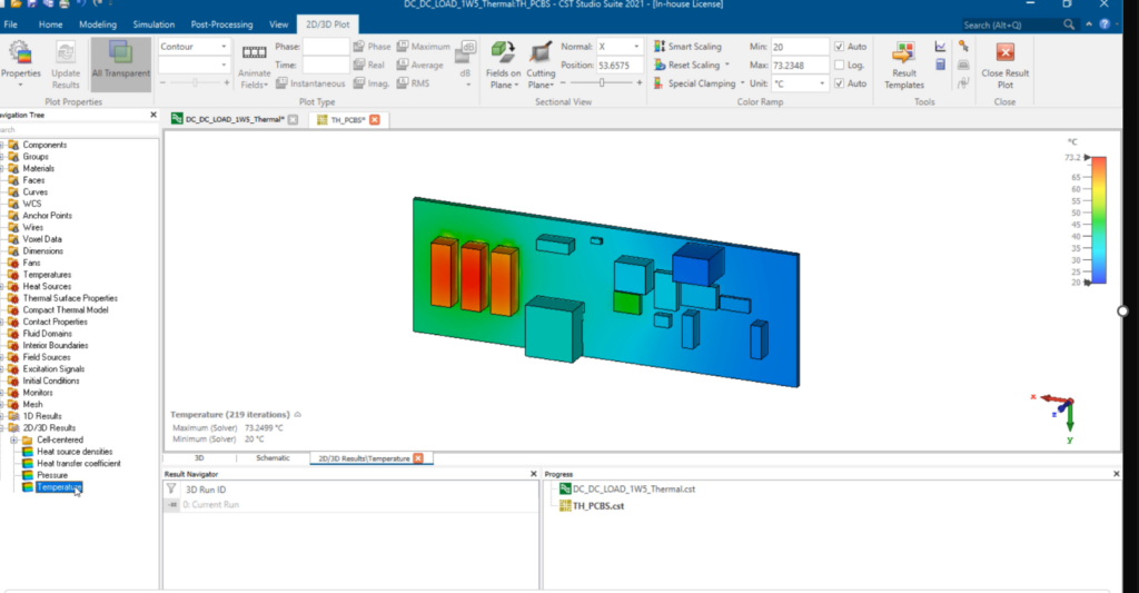 Thermal results using the CHT solver in SIMULIA CST Studio Suite 