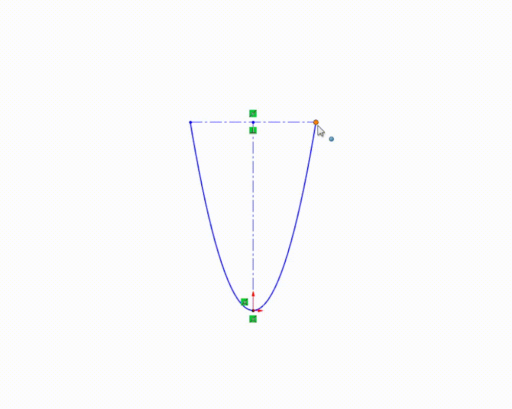 Adjusting the orientation of a parabola in SOLIDWORKS