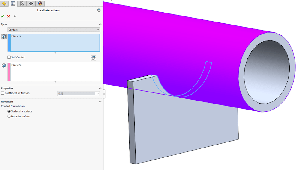 Figure 18: Defining local contact interaction