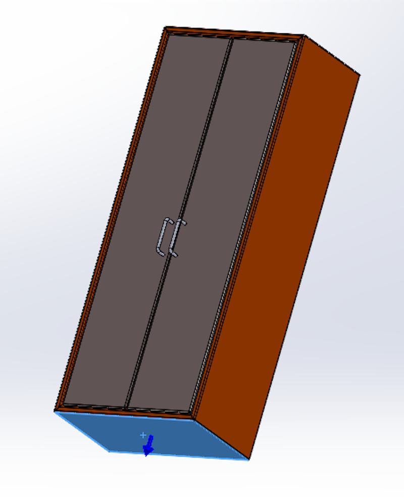 The bottom face of the cabinet is selected for the ground plane. Notice the arrow points outwards.