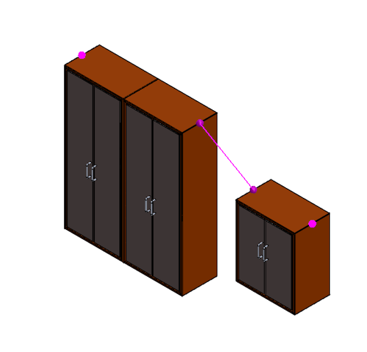 Here's a shorter cabinet; the connectors are at different heights.