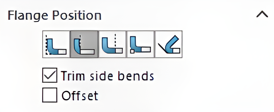 The flange position menu in SOLIDWORKS sheet metal