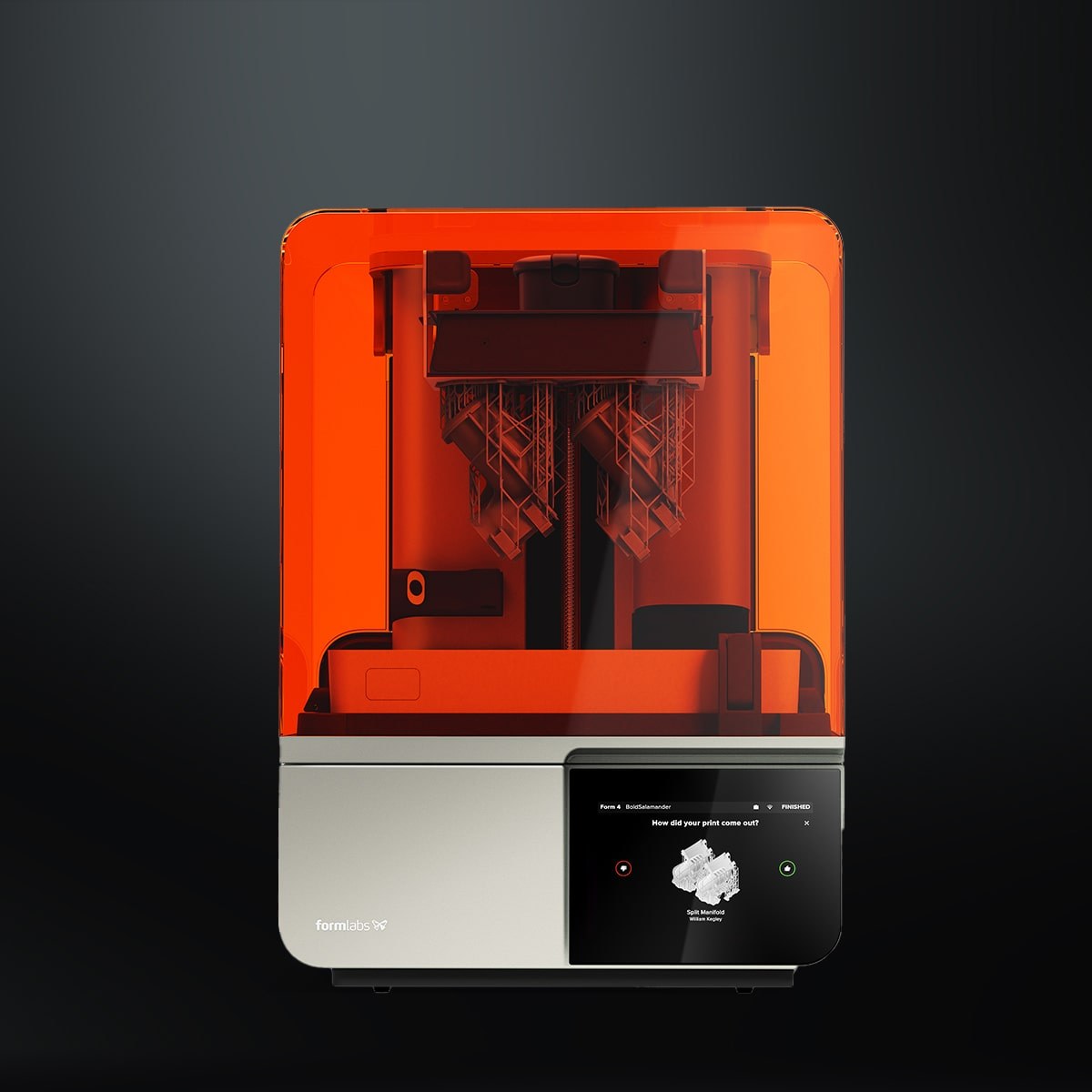 Formlabs Form 4 desktop SLA resin 3D printer with orange UV cover