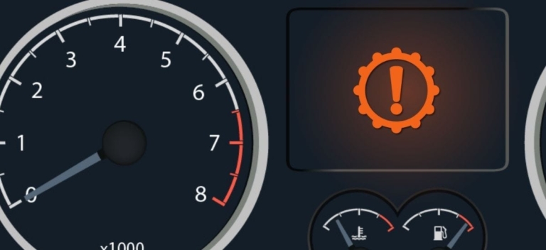 Warning lights on automotive dashboard