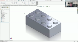 Screengrab of a building block design in SOLIDWORKS from Patrick’s SOLIDWORKs tips and tricks presentation from the design to manufacturing conference put on by Hawk RIdge Systems