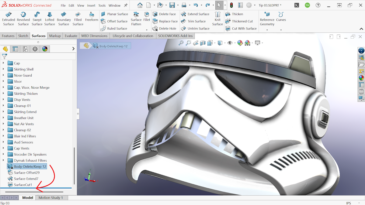 Stormtrooper helmet modeled in solidworks