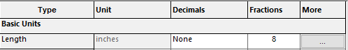 Set Fractional precision to 1/8”