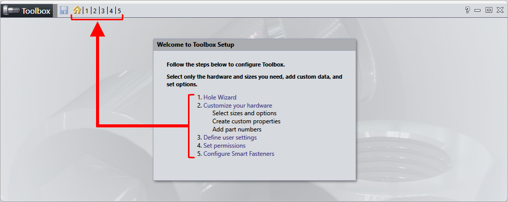 SOLIDWORKS toolbox setup wizard window
