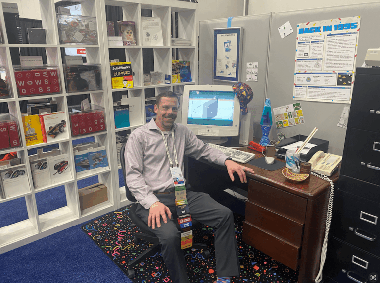 Marty Ohnemus, Engineering Systems Administrator at Knapheide at his desk.