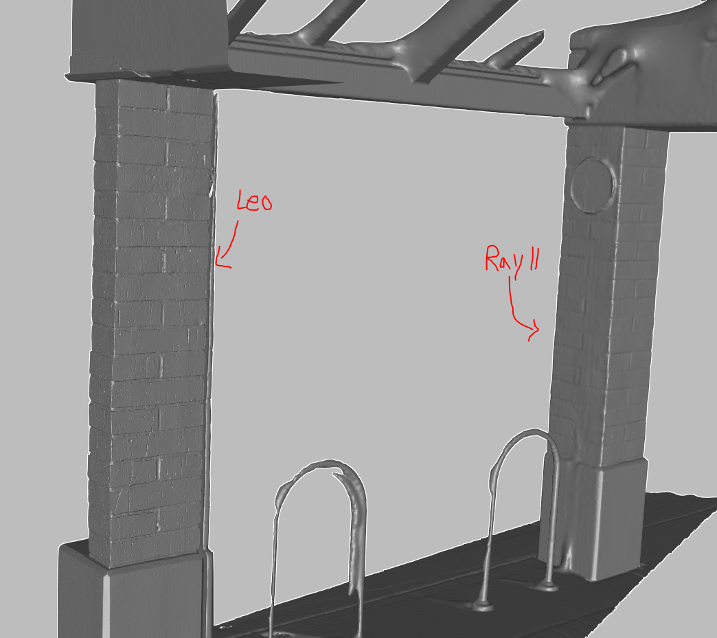 A mesh that shows how the multi-resolution setting adjusted the finalized mesh to display higher resolution data next to lower resolution data.