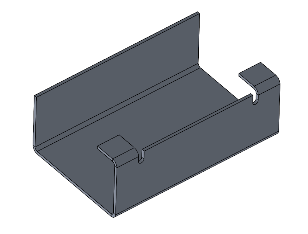 Figure 4: Edit the flange profile in SOLIDWORKS to create these feet rather than the default behavior which spans the entire edge