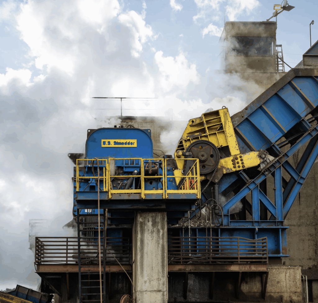 Pacific Recycling Inc. Shredding Machine in the scrap yard