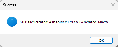Confirmation message after running the STEP export macro