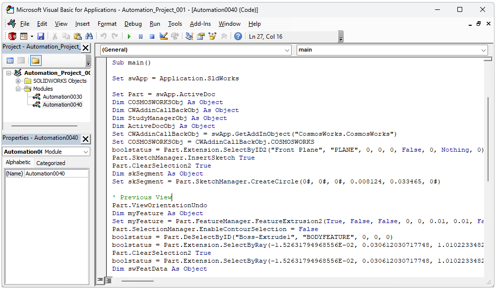 Custom automations using the SOLIDWORKS API