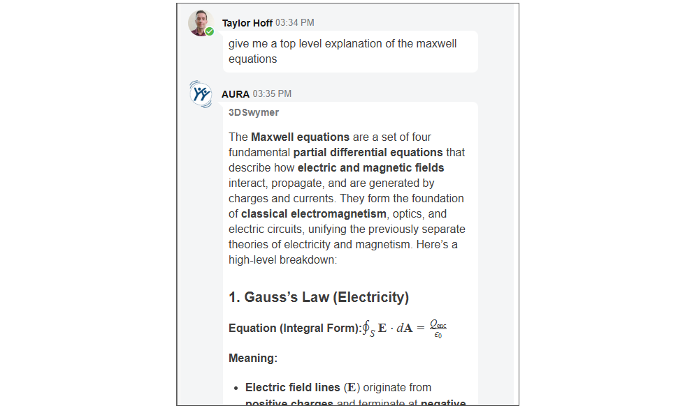 Using AURA AI for a top-level explanation of Maxwellās equations