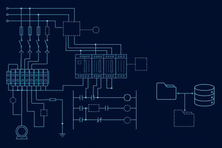 Electrical schematic linking symbols and footprints to a database and folders