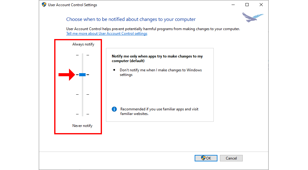 User account control settings for optimized performance in SOLIDWORKS