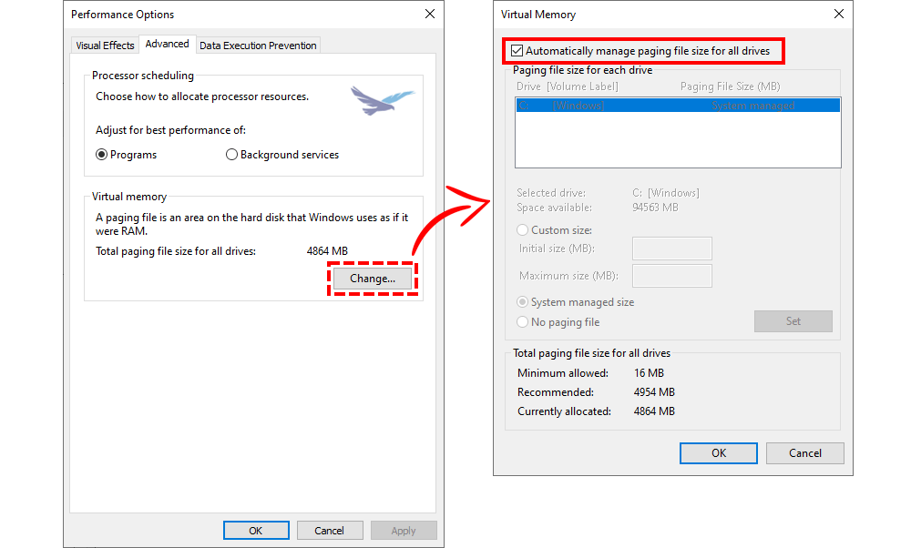 Virtual memory system options in windows for enhanced SOLIDWORKS performance