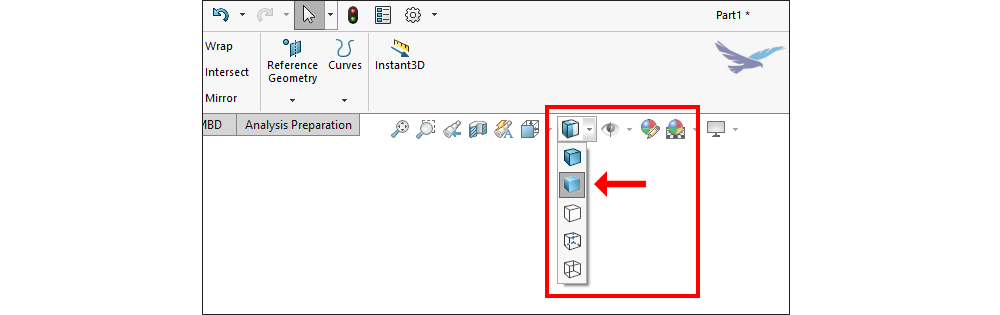 Heads up display menu in SOLIDWORKS