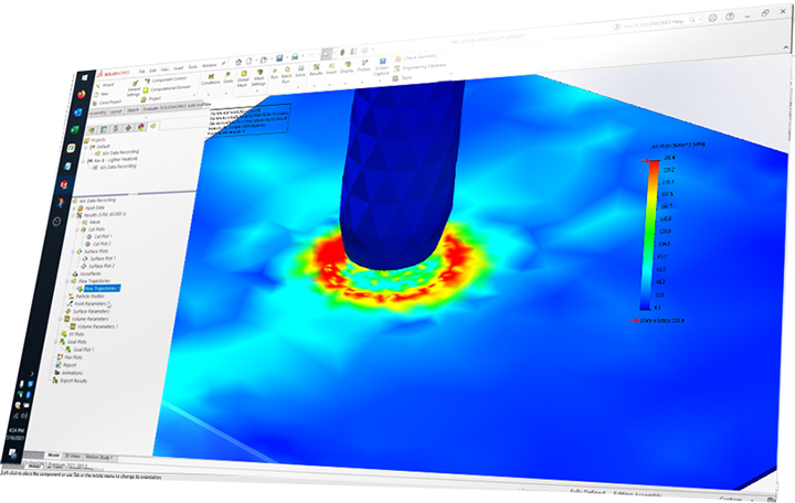 solidworks interface featuring a simulation analysis