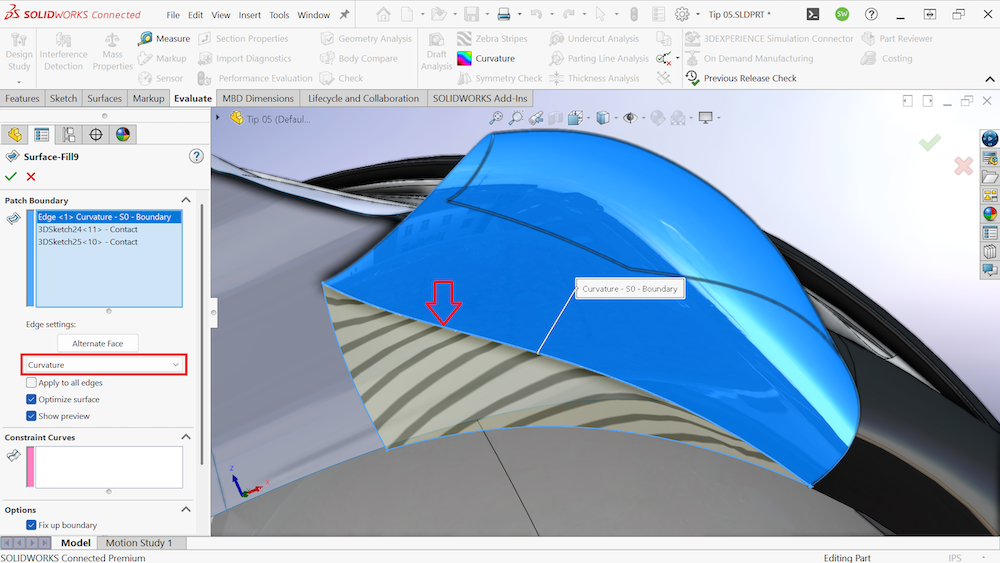 solidworks surfacing using the surface fill in solidworks user interface